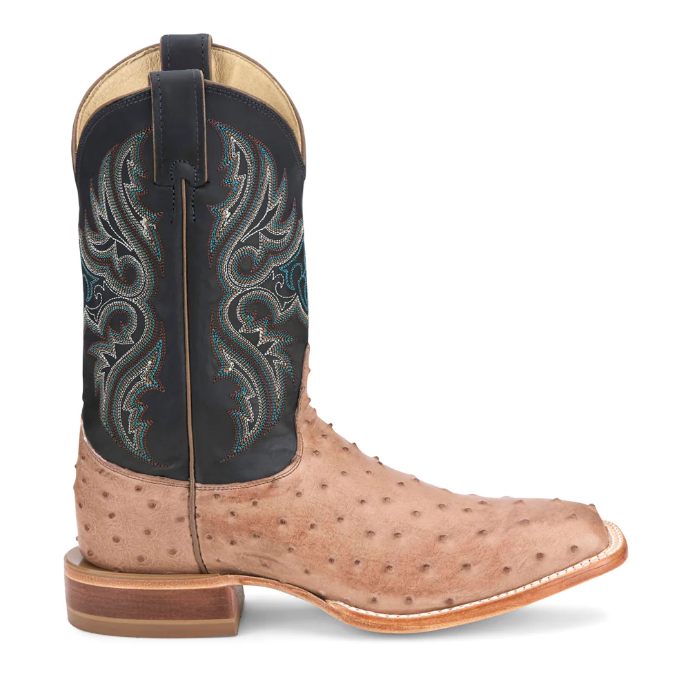 Moseley Full Quill Ostrich Square Toe Pull On Cowboy Boots