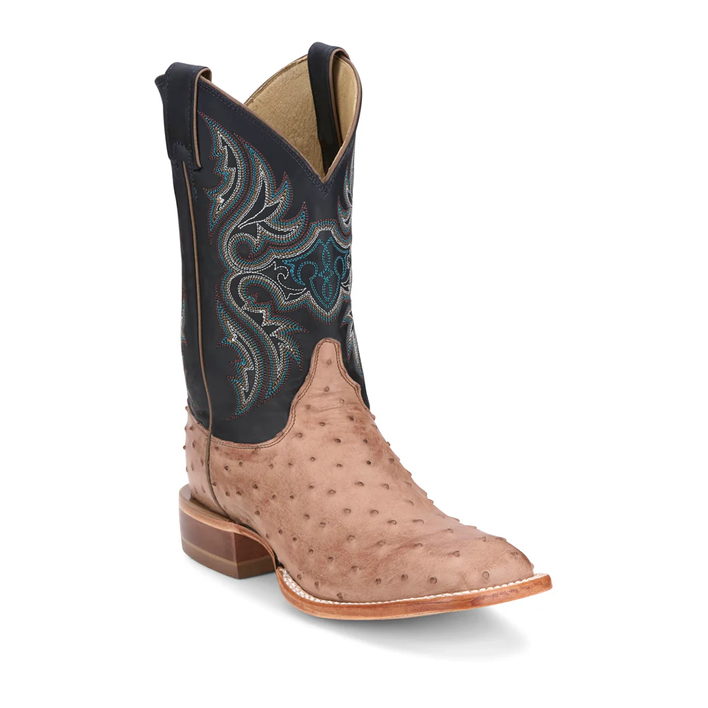 Moseley Full Quill Ostrich Square Toe Pull On Cowboy Boots - Image 2