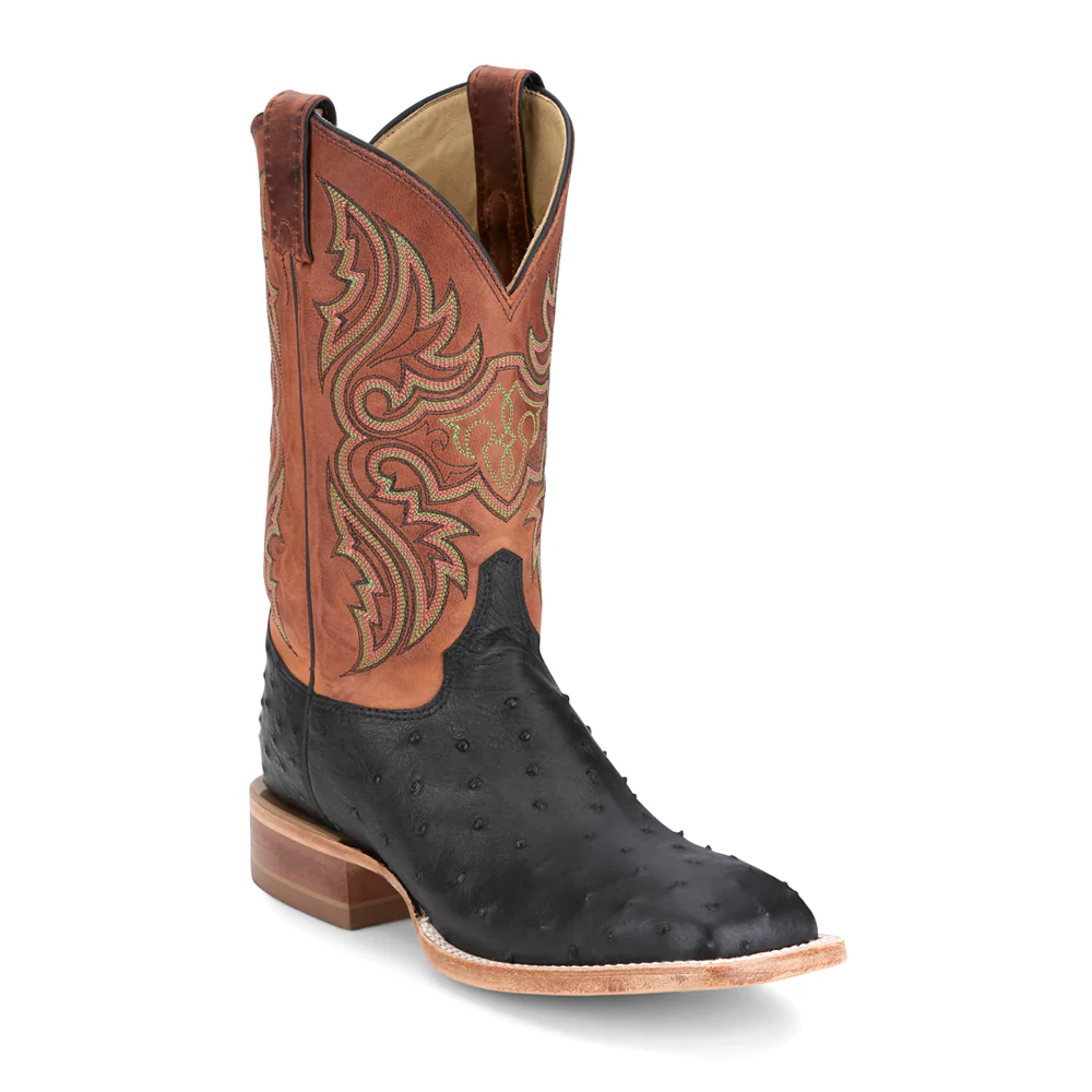 Moseley Full Quill Ostrich Square Toe Pull On Cowboy Boots - Image 2