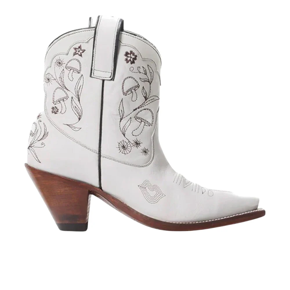 Mystical Embroidered Snip Toe Pull On Cowboy Booties
