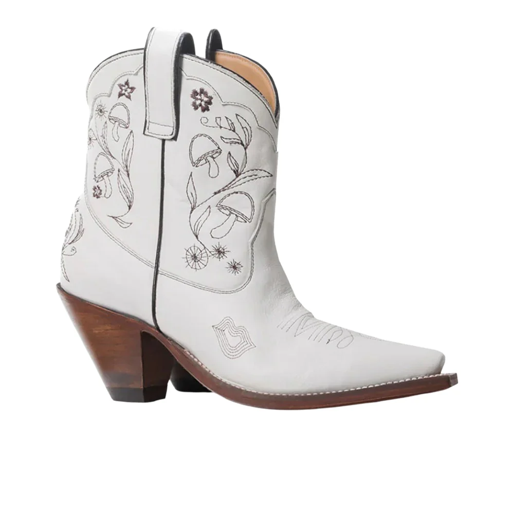 Mystical Embroidered Snip Toe Pull On Cowboy Booties - Image 2