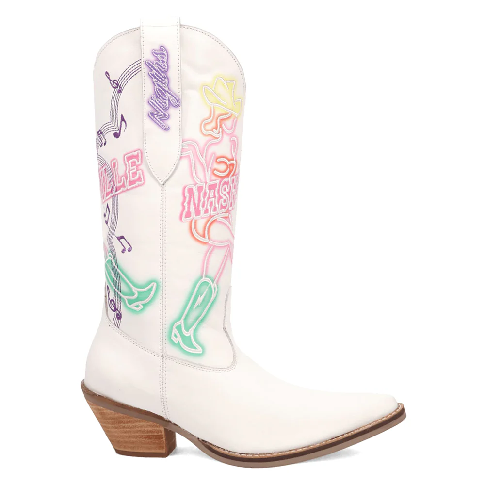 Nashville Nights Embroidered Graphic Snip Toe Pull On Boots