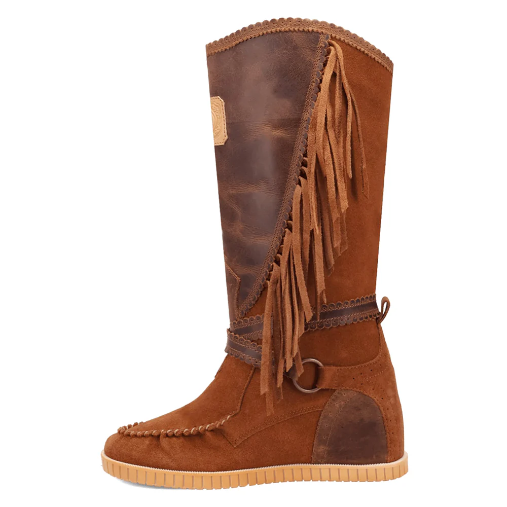 Natchez Fringe Moccasin Round Toe Pull On Boots - Image 3