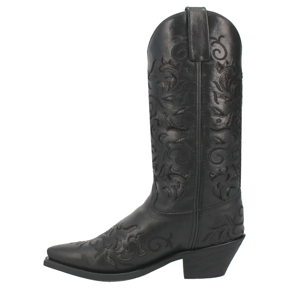 Night Sky Tooled-Inlay Glitter Snip Toe Cowboy Boots - Image 3