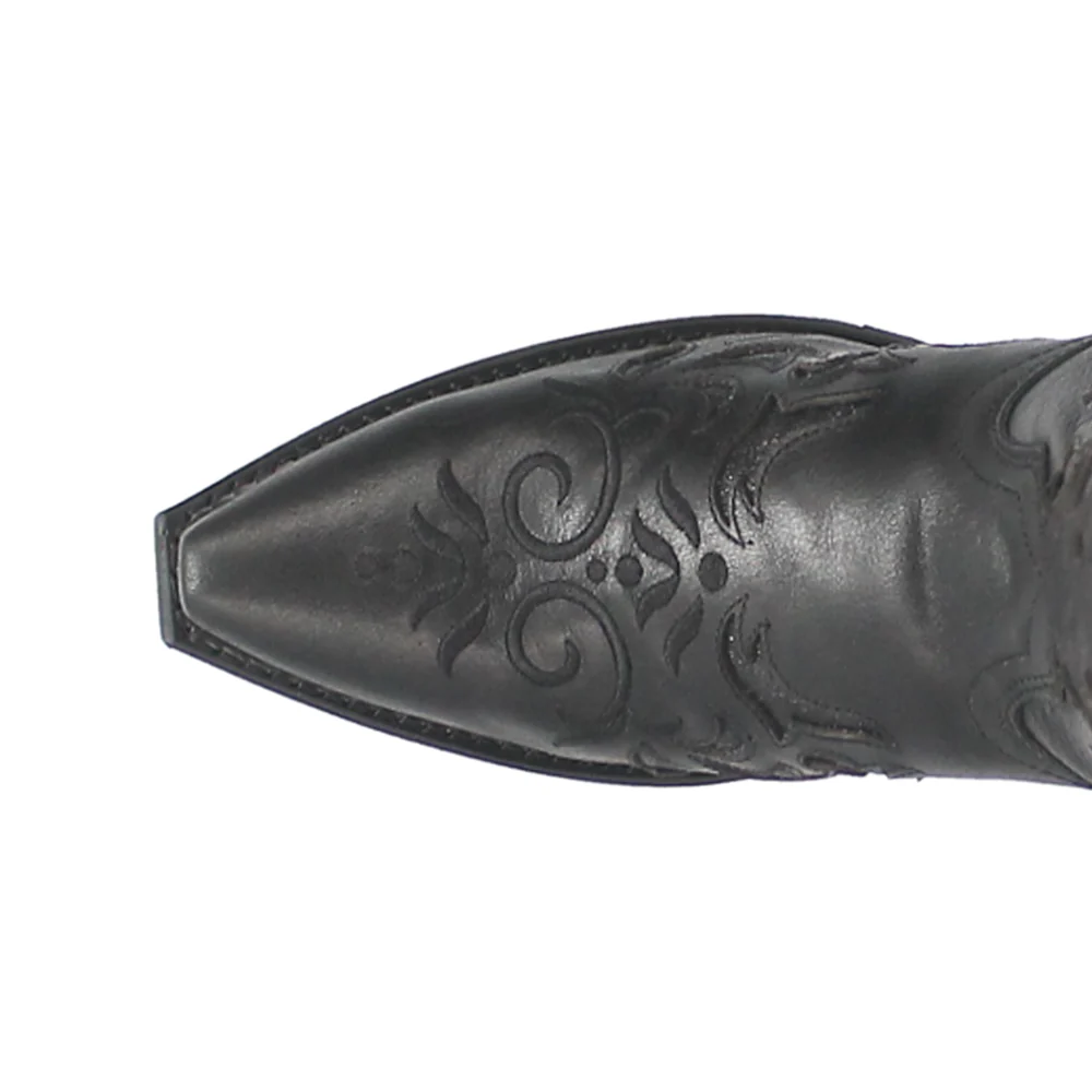 Night Sky Tooled-Inlay Glitter Snip Toe Cowboy Boots - Image 4