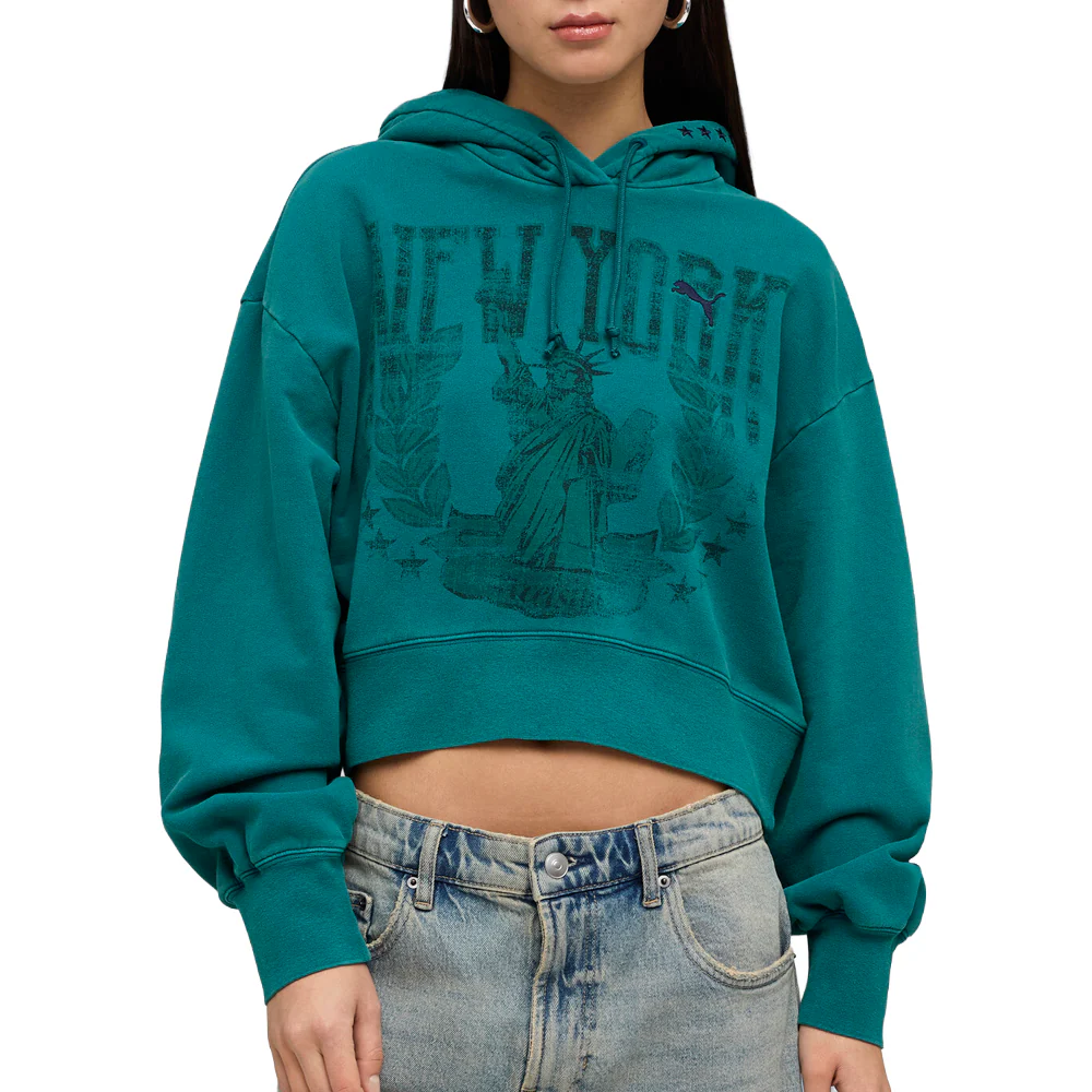 NYC Wardrobe Essentials Boxy Cropped Pullover Hoodie - Image 3