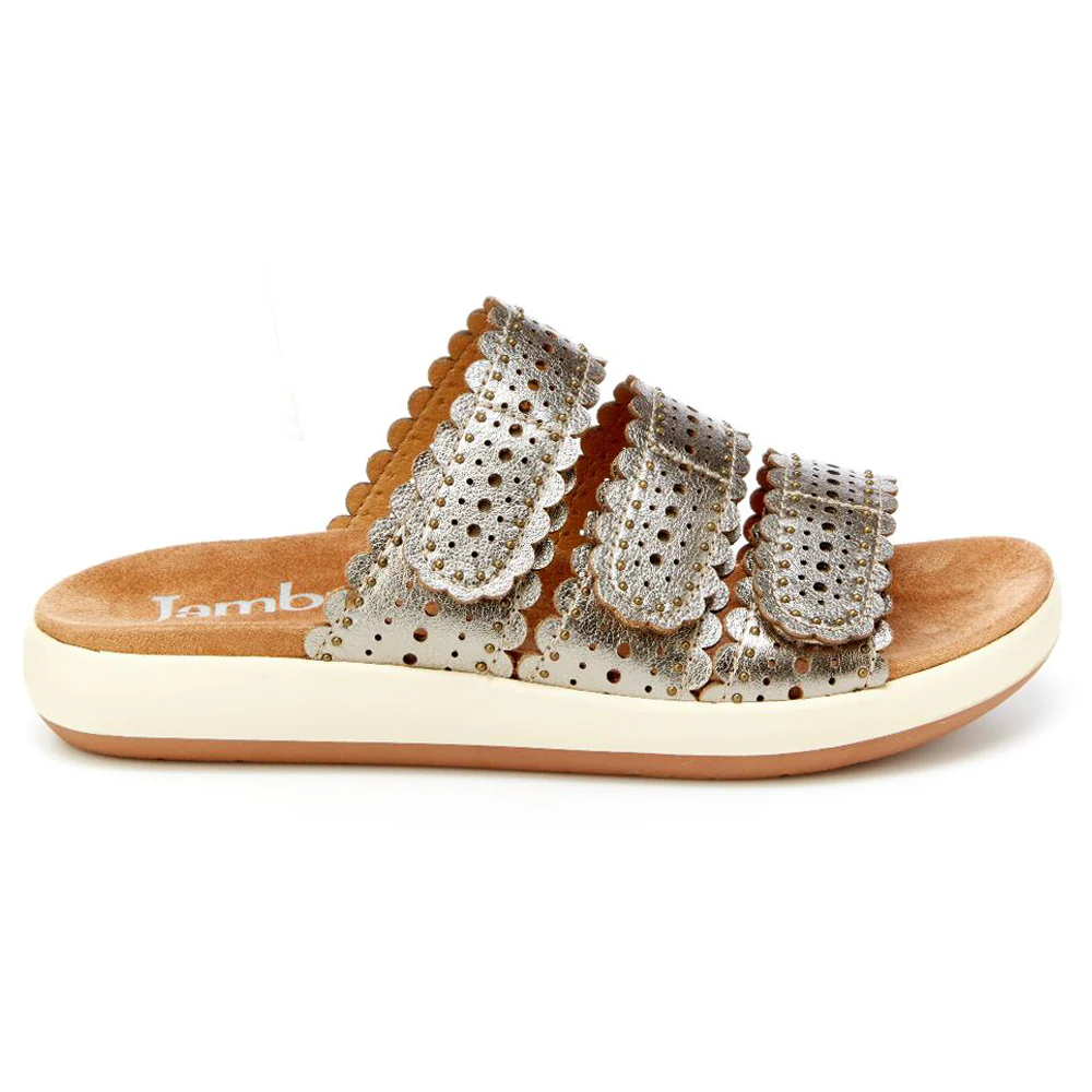 Odysseus Metallic Perforated Slide Sandals