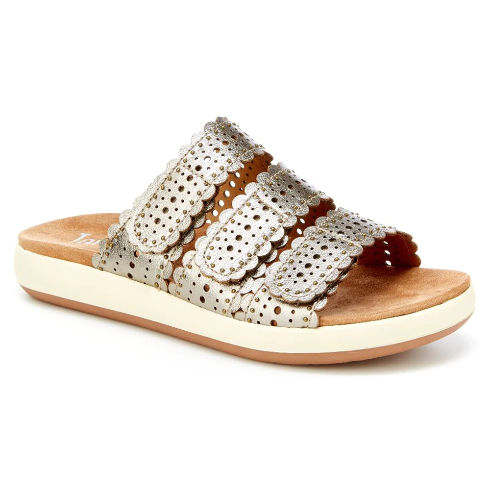 Odysseus Metallic Perforated Slide Sandals - Image 2