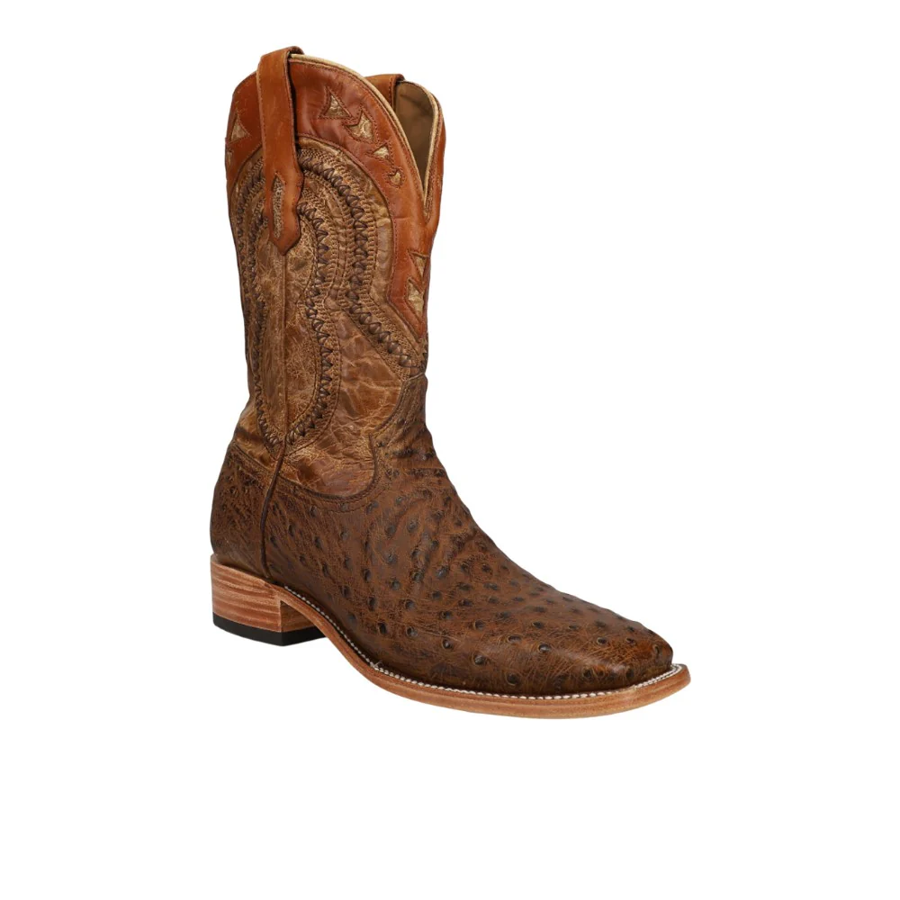 Orix Embroidered Ostrich Square Toe Pull On Cowboy Boots - Image 2