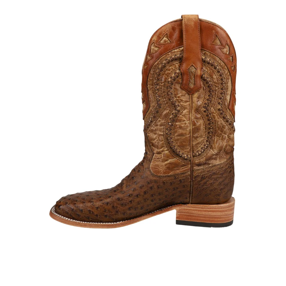 Orix Embroidered Ostrich Square Toe Pull On Cowboy Boots - Image 3