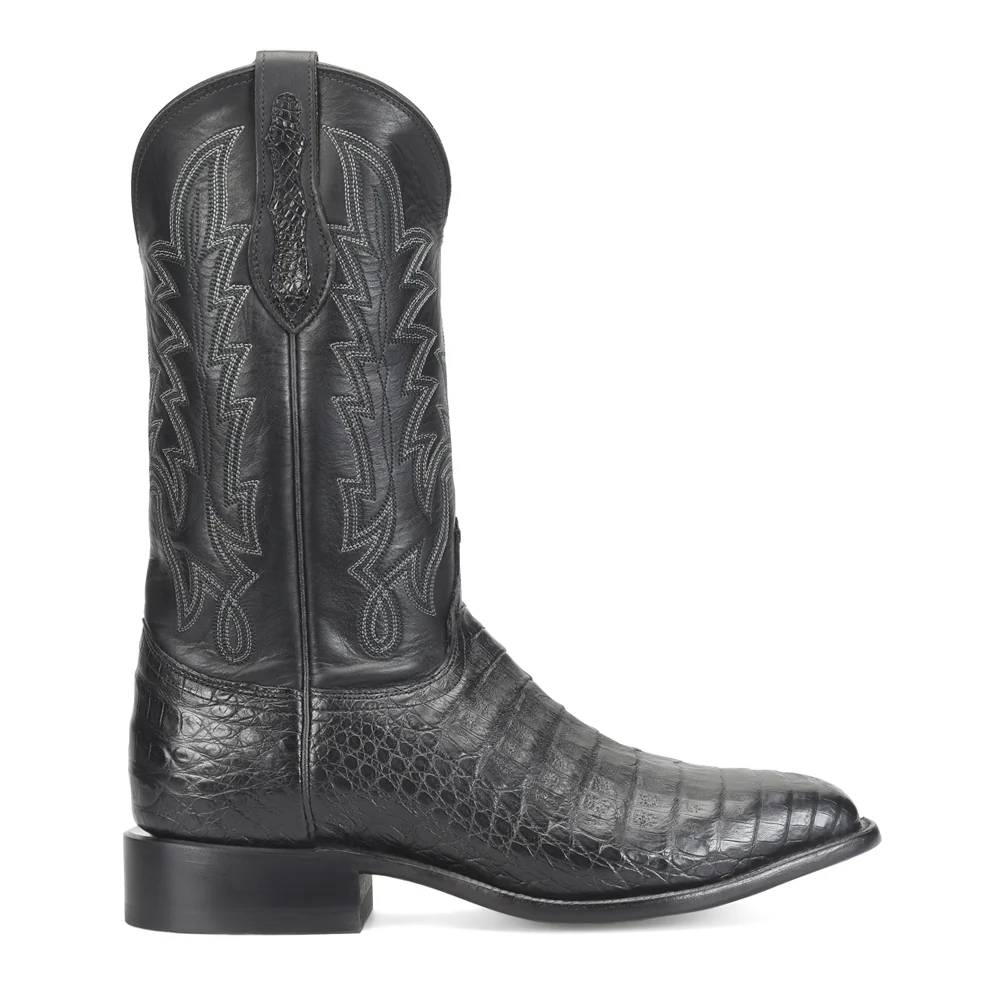 Panama Caiman Square Toe Pull On Cowboy Boots
