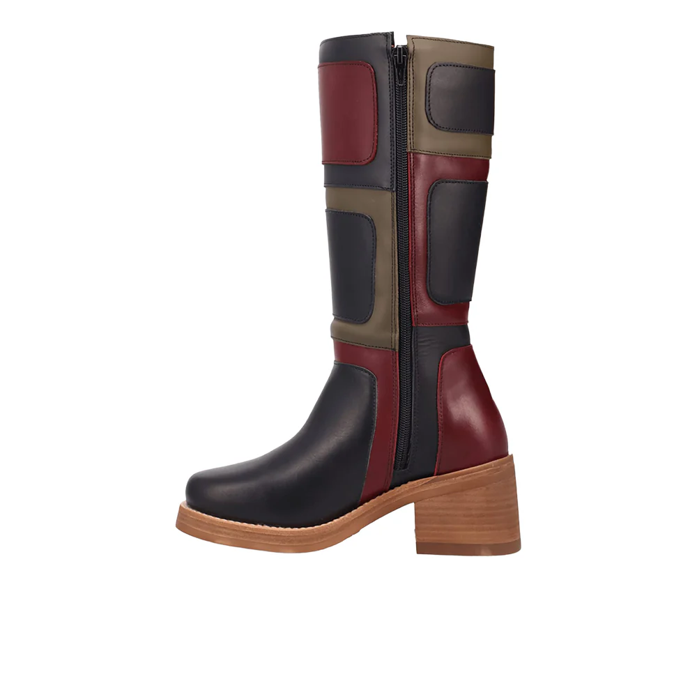 Patches Leather Round Toe Cowboy Boots - Image 3