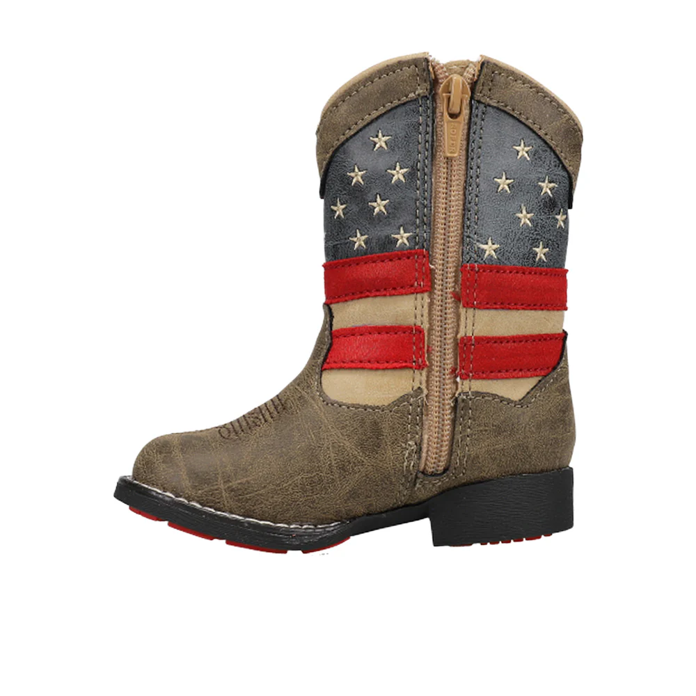 Patriot Light Up Heel Round Toe Cowboy Boots (Toddler) - Image 3