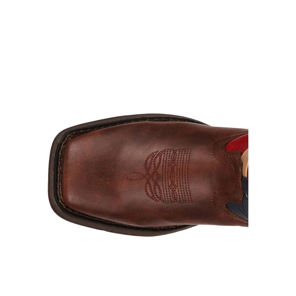 Patriotic Square Toe Pull On Cowboy Boots (Toddler) - Image 4