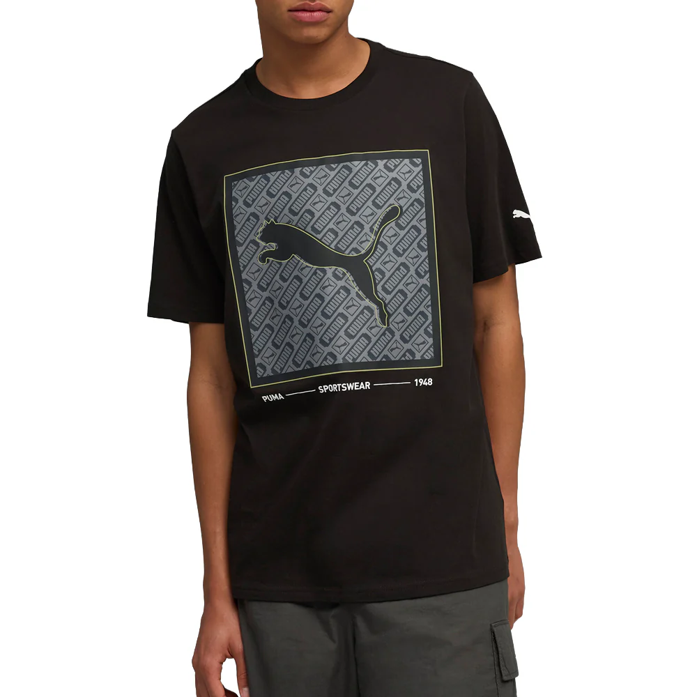 Pattern Box Graphic Crew Neck Short Sleeve T-Shirt - Image 3