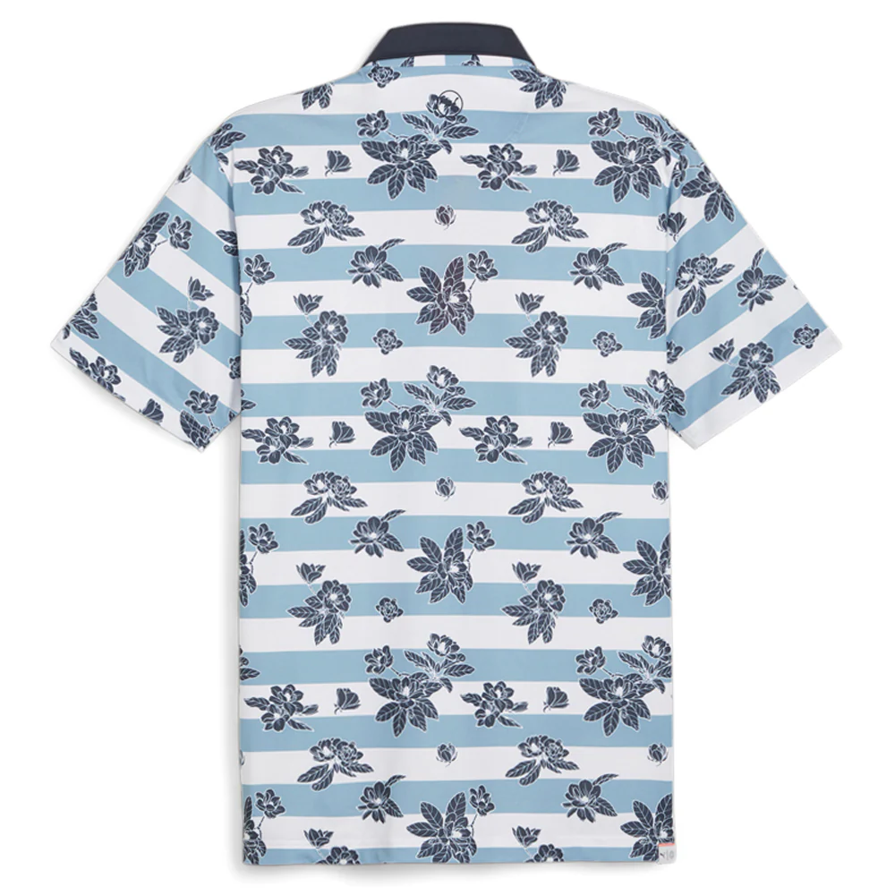 Garden Pique Golf Floral Striped Short Sleeve Polo Shirt - Image 2