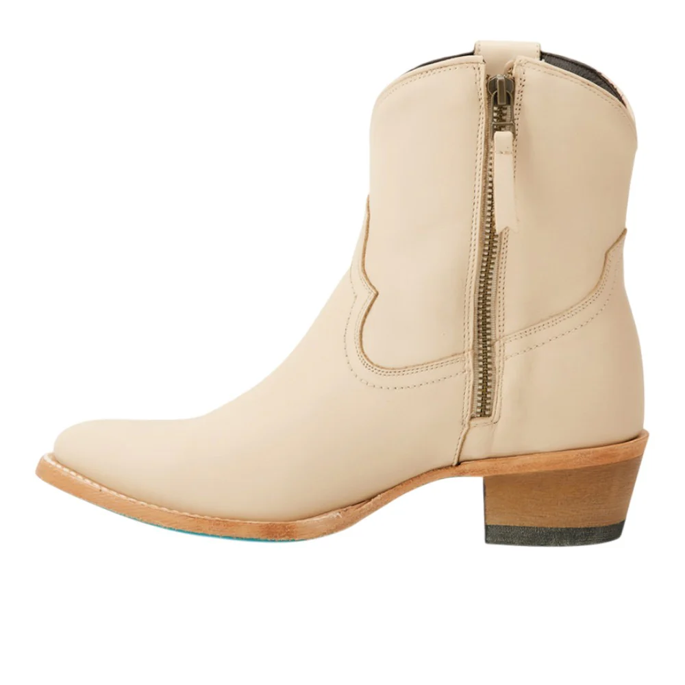 Plain Jane Zippered Round Toe Cowboy Bootie - Image 3