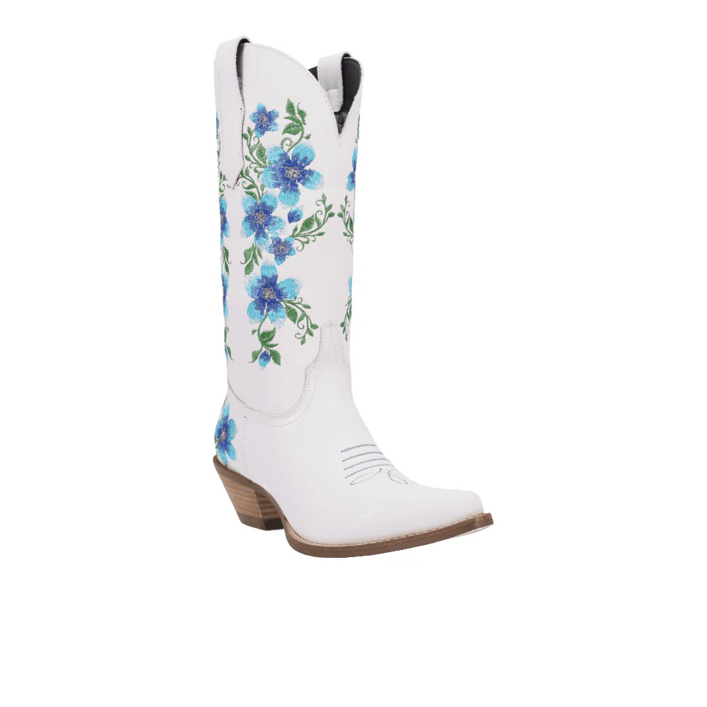 Posie Floral Leather Snip Toe Cowboy Boots - Image 2