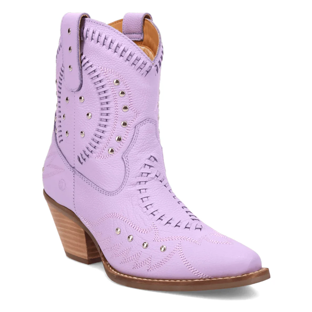 Precious Embroidered Studded Snip Toe Pull On Cowboy Booties - Image 2