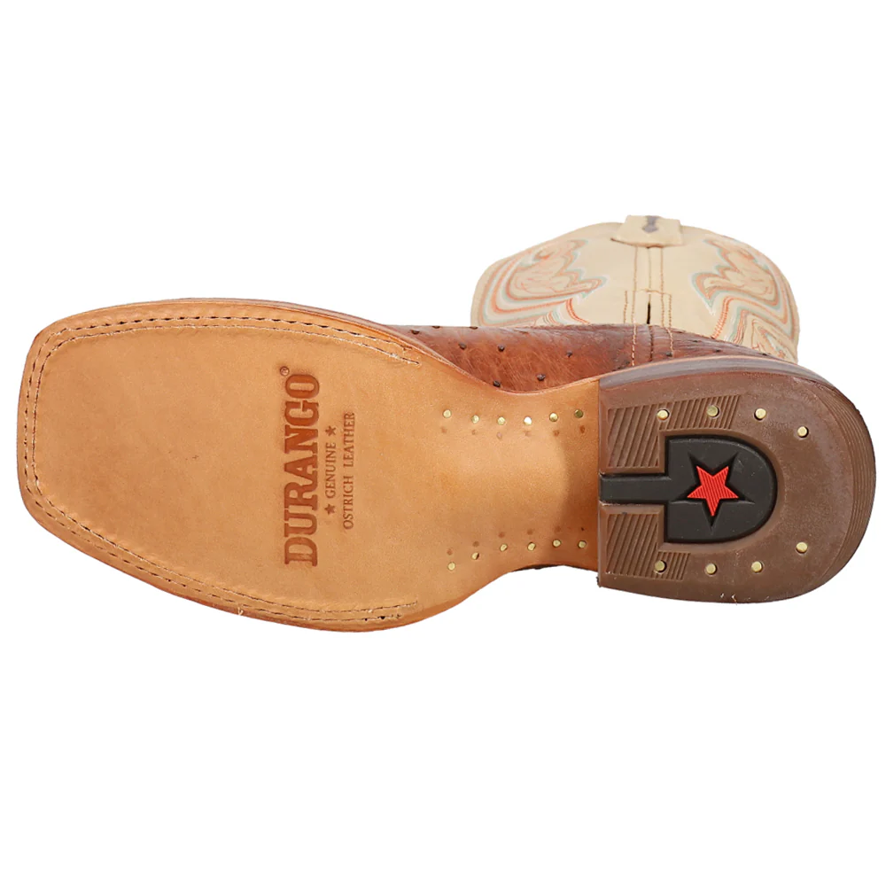 Premium Exotic Full Quill Ostrich Embroidered Square Toe Pull On Cowboy Boots - Image 5