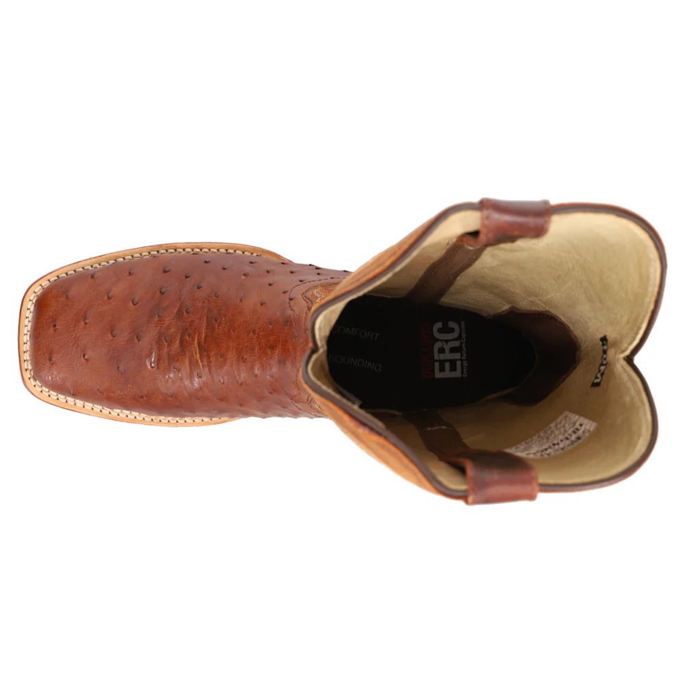 Premium Exotic Full Quill Ostrich Embroidered Pull On Round Toe Cowboy Boots - Image 4
