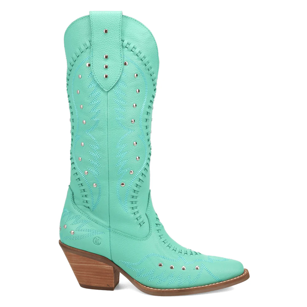 Pretty N' Pink Embroidered Studded Snip Toe Pull On Boots