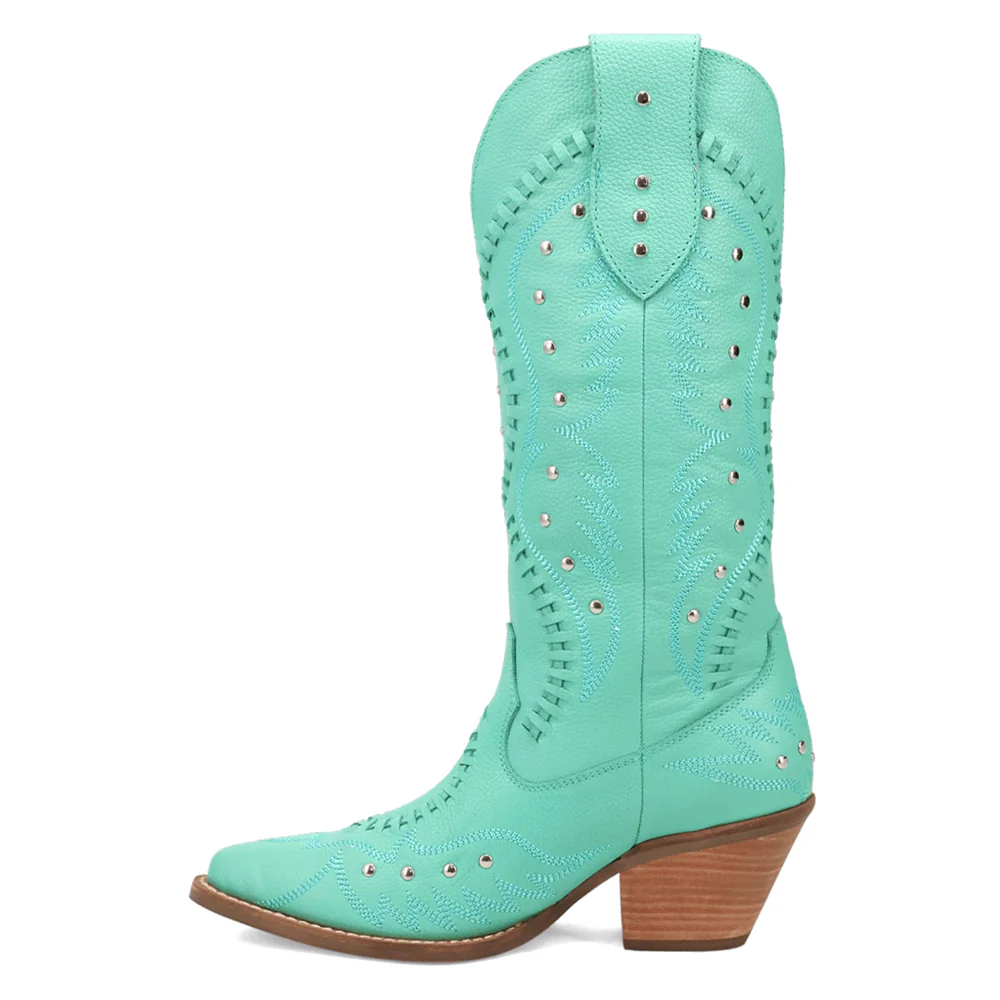 Pretty N' Pink Embroidered Studded Snip Toe Pull On Boots - Image 3
