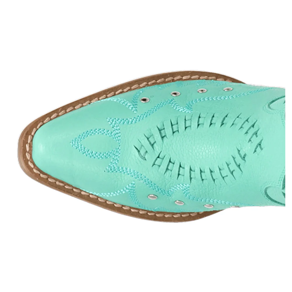 Pretty N' Pink Embroidered Studded Snip Toe Pull On Boots - Image 4