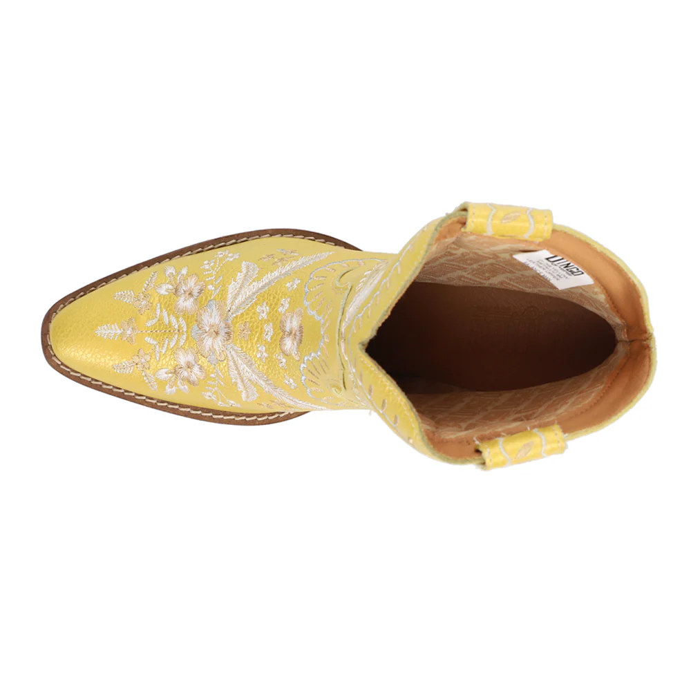 Primrose Floral Embroidered Metallic Pull On Snip Toe Cowboy Booties - Image 4