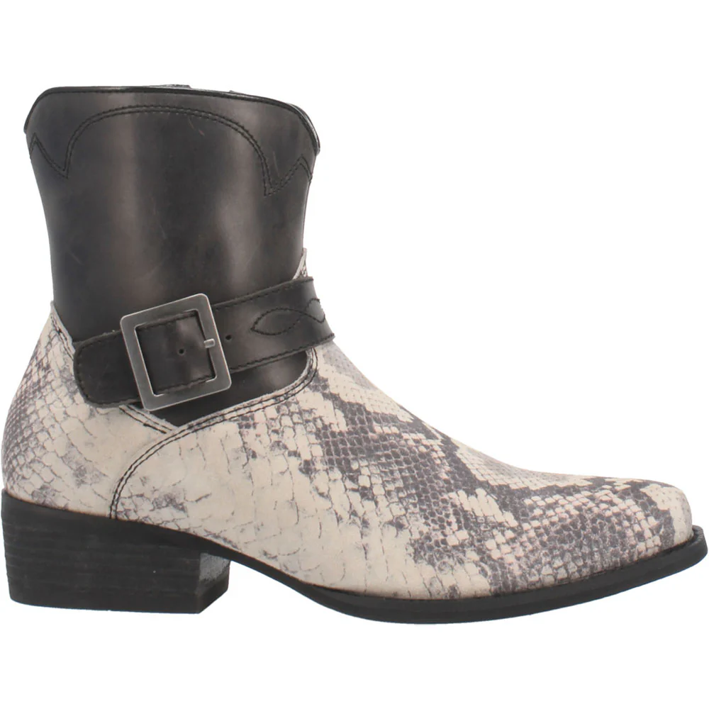 Printed Snake Print Harness Square Toe Zippered Cowboy Boots