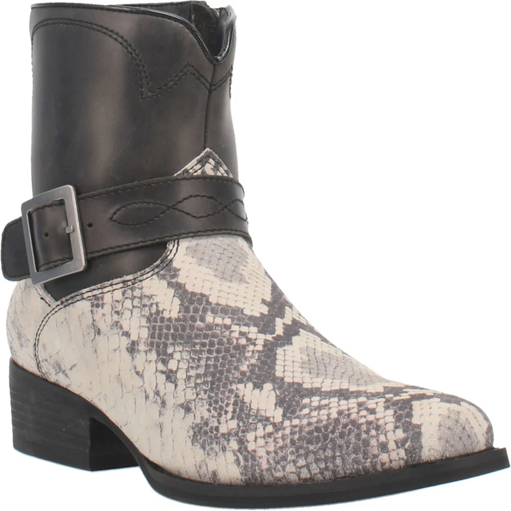 Printed Snake Print Harness Square Toe Zippered Cowboy Boots - Image 2