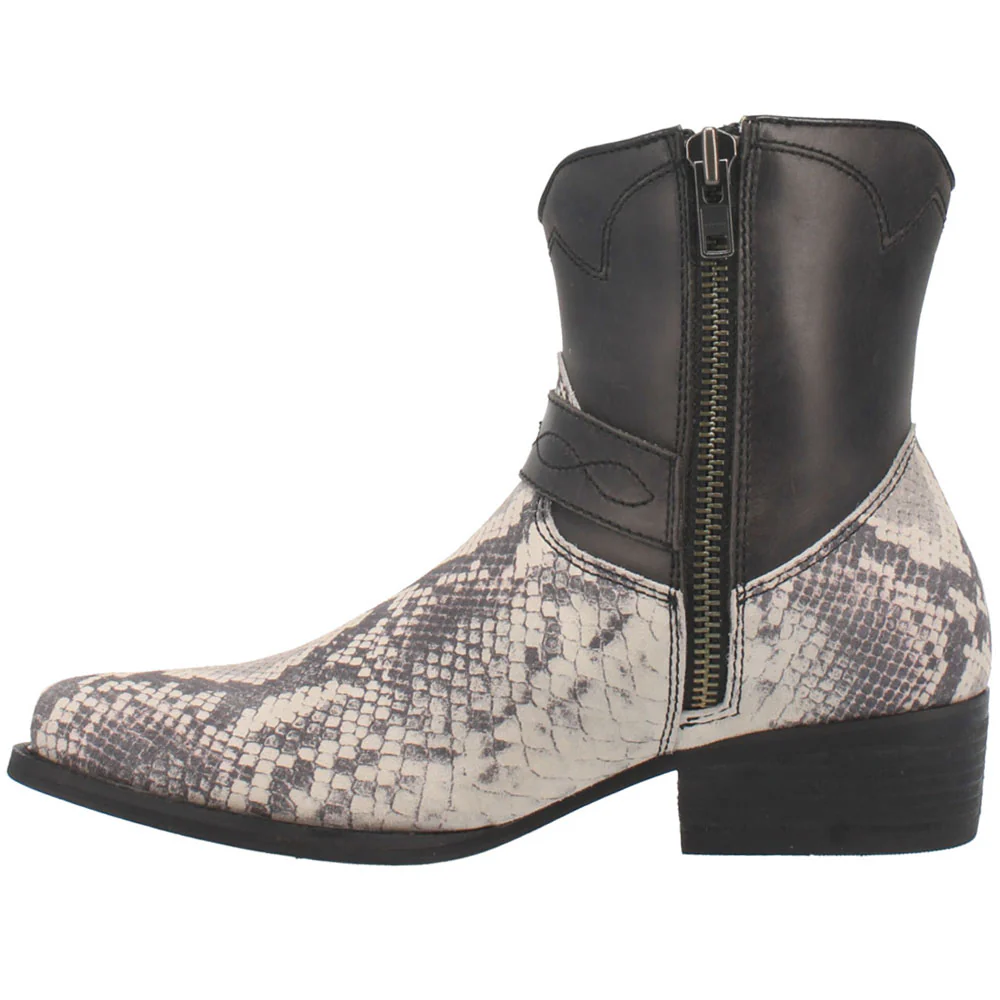 Printed Snake Print Harness Square Toe Zippered Cowboy Boots - Image 4