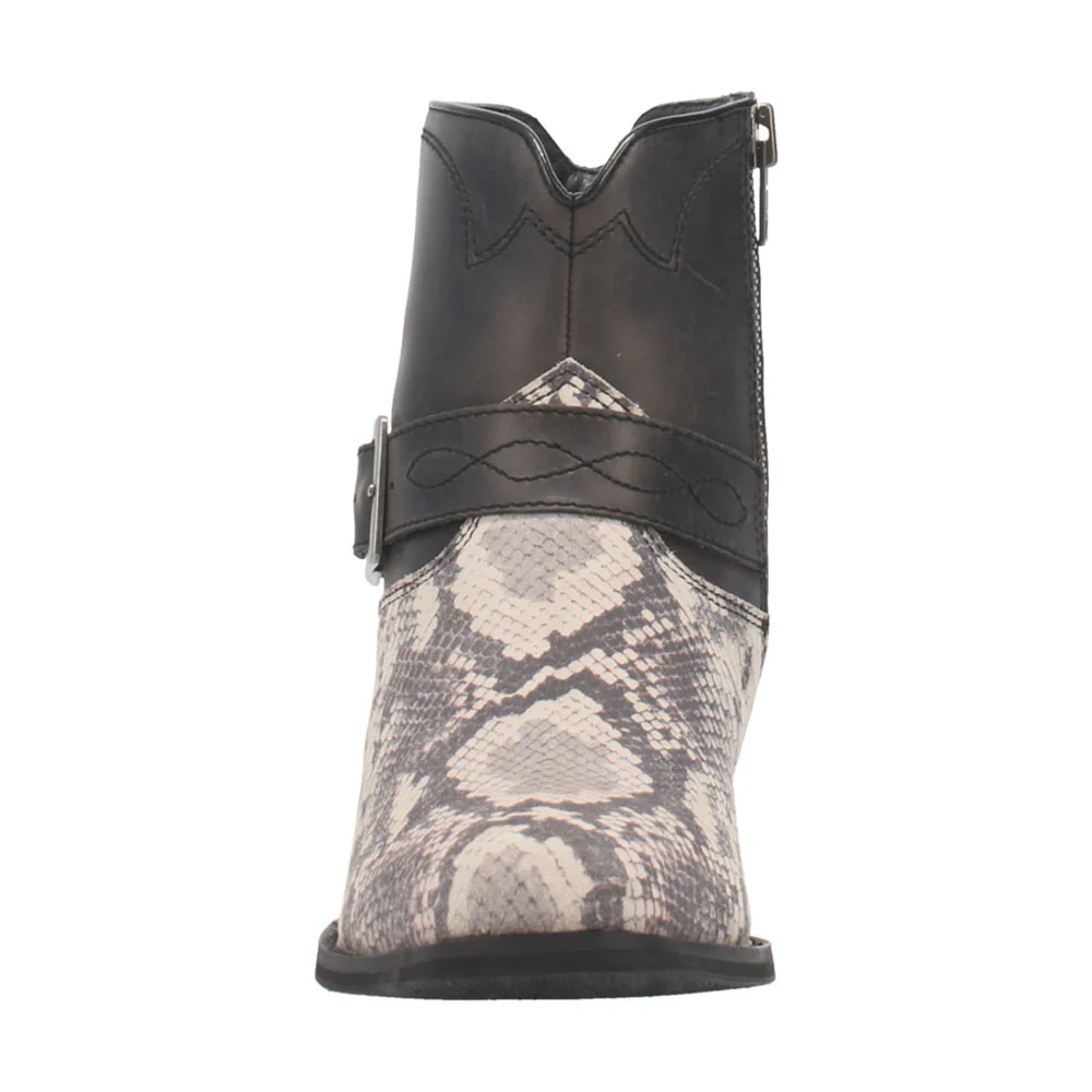 Printed Snake Print Harness Square Toe Zippered Cowboy Boots - Image 5
