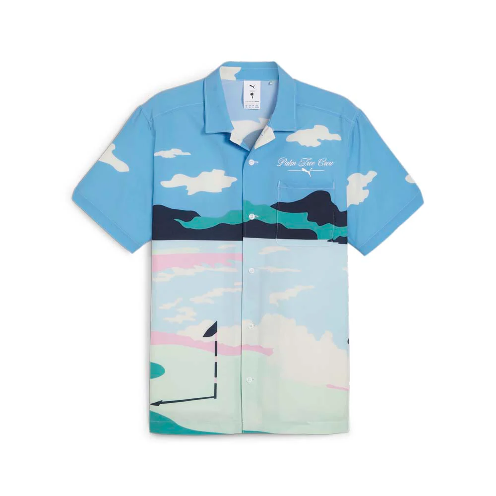 PUMA X PALM TREE CREW Open Graphic Collared Short Sleeve Button Up Shirt