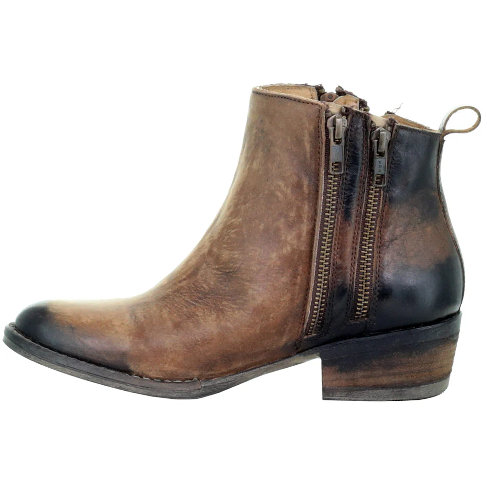 Distressed Round Toe Zippered Cowboy Booties - Image 4