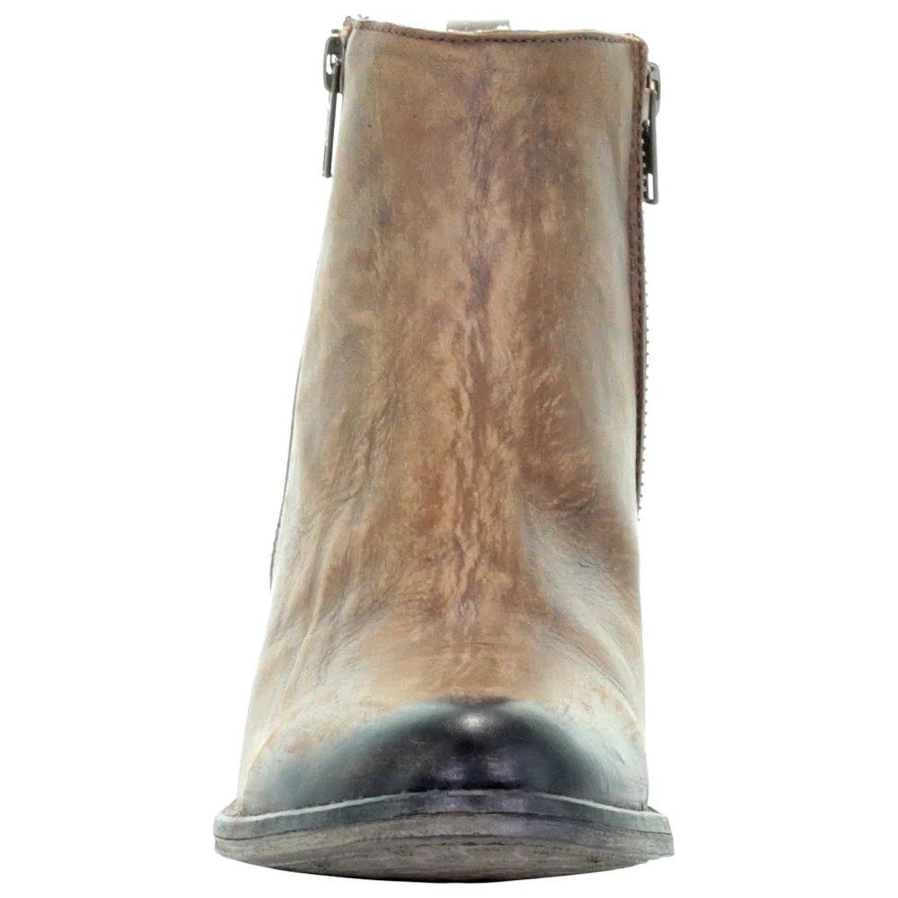 Distressed Round Toe Zippered Cowboy Booties - Image 5