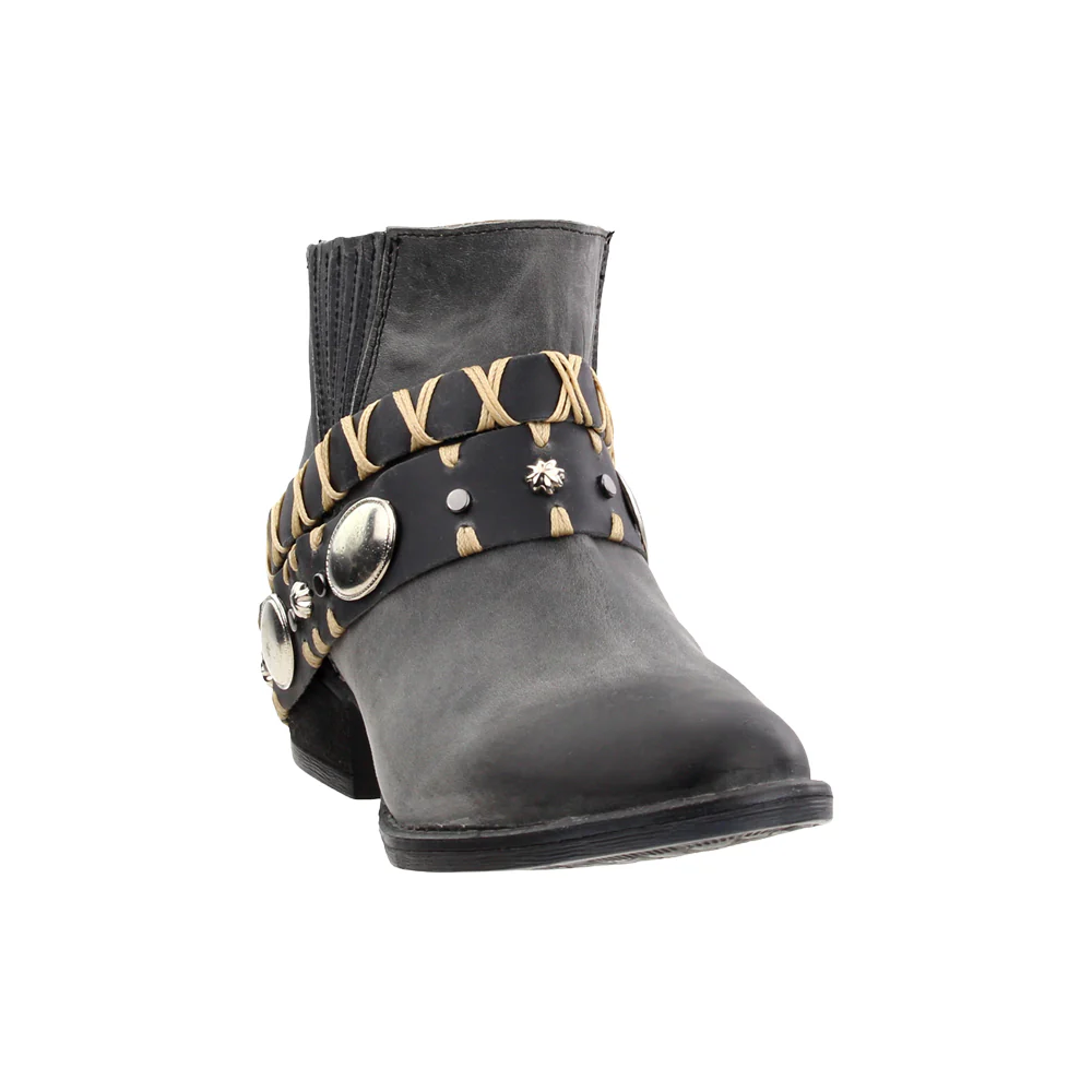 Studded Pull On Round Toe Cowboy Boots - Image 2