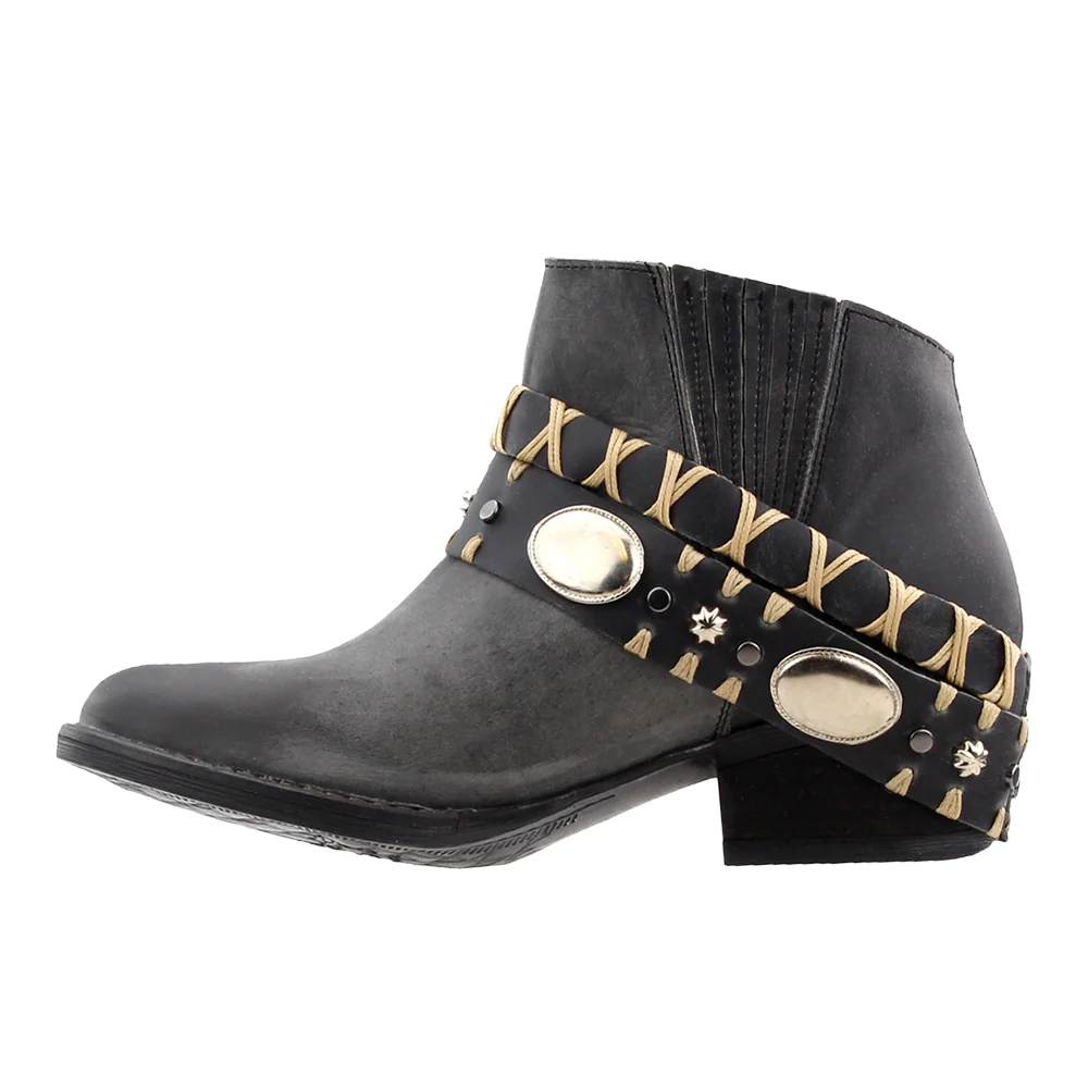 Studded Pull On Round Toe Cowboy Boots - Image 4