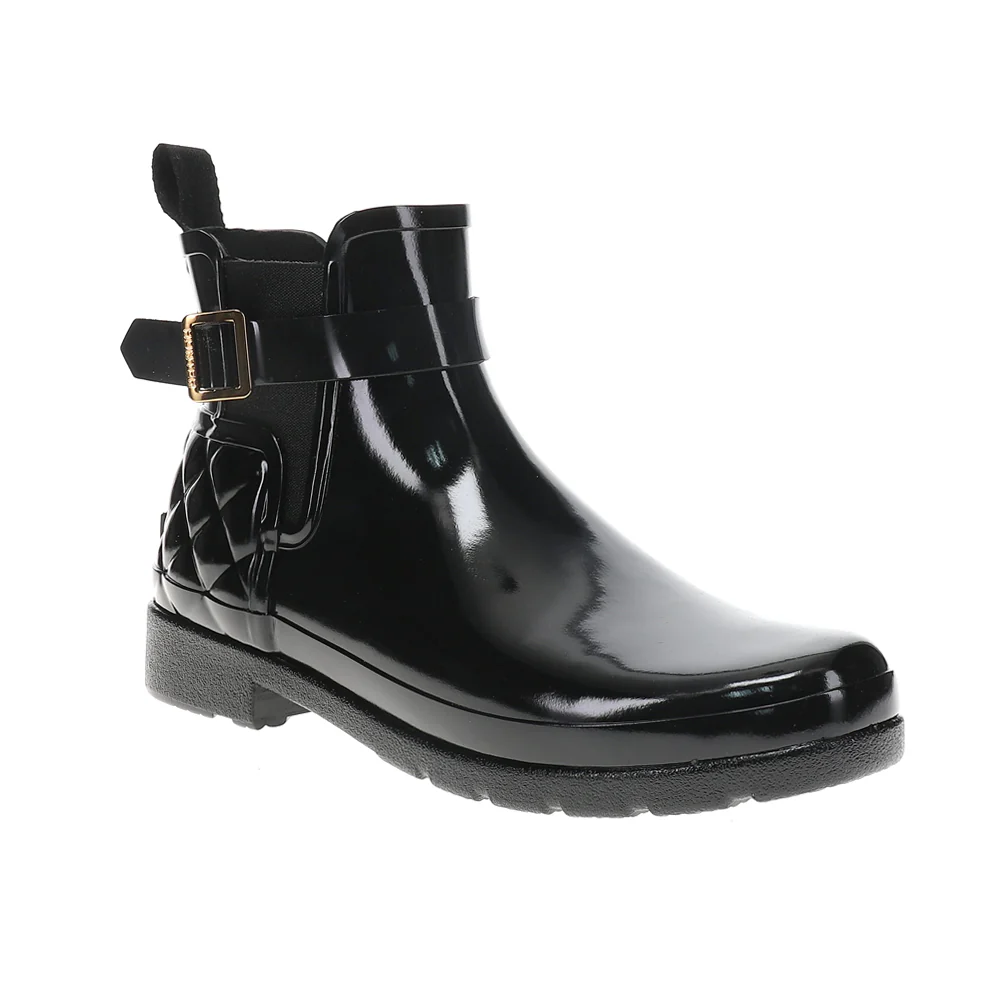 Quilted Gloss Refined Slim Fit Chelsea Rain Boots - Image 2
