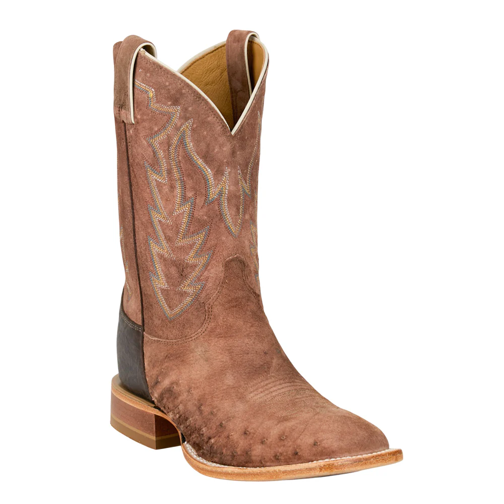 Quincy Sueded Ostrich Embroidered Square Toe Cowboy Boots - Image 2