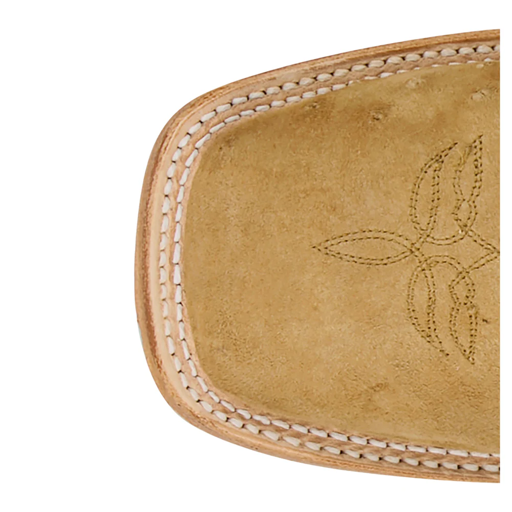 Quincy Sueded Ostrich Embroidered Square Toe Cowboy Boots - Image 4