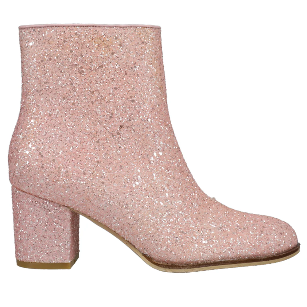 Razzle Dazzle Glitter Round Toe Zippered Booties