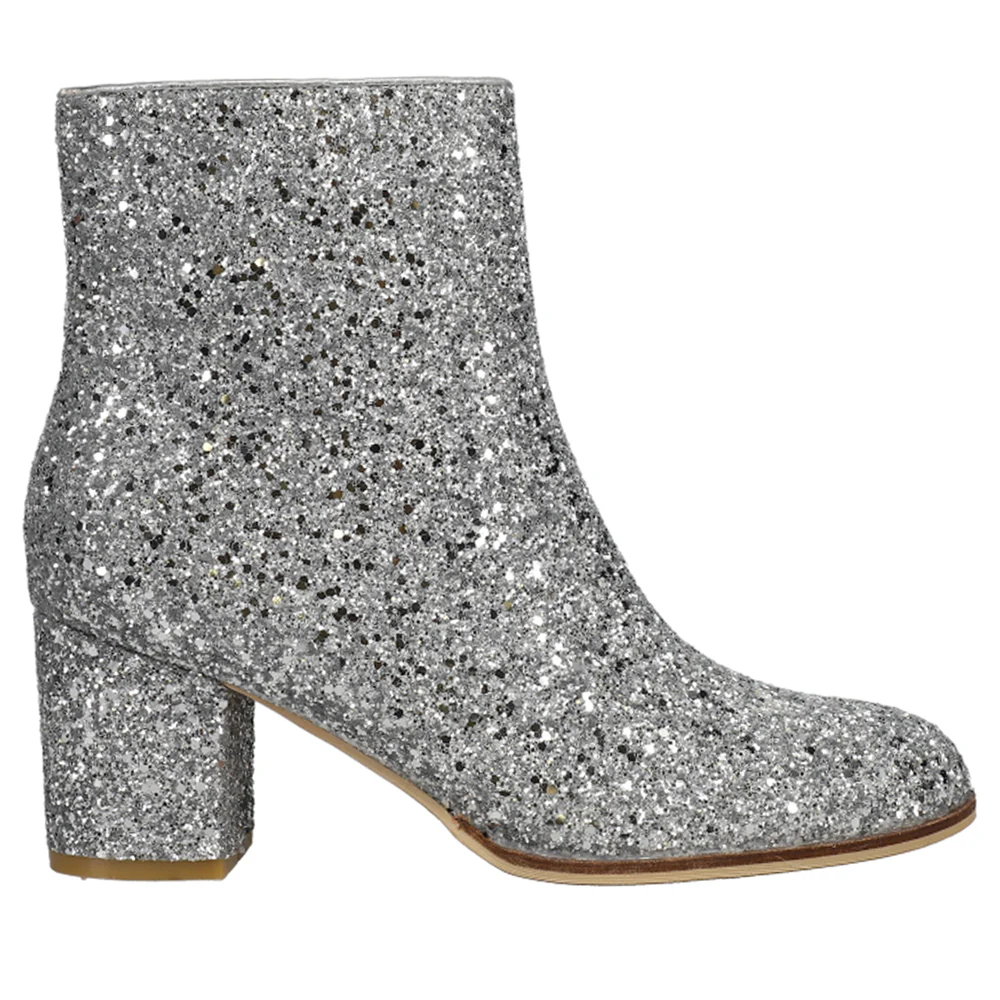 Razzle Dazzle Glitter Round Toe Zippered Booties