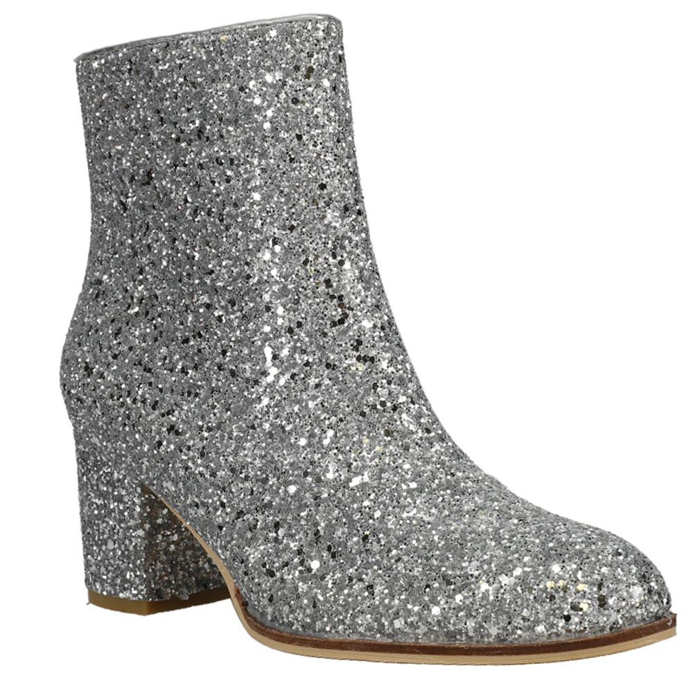 Razzle Dazzle Glitter Round Toe Zippered Booties - Image 2