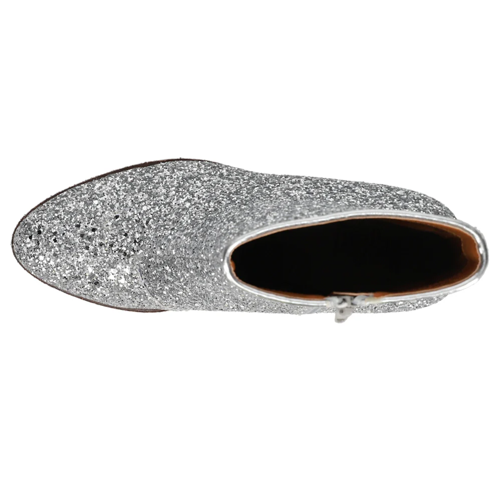 Razzle Dazzle Glitter Round Toe Zippered Booties - Image 4