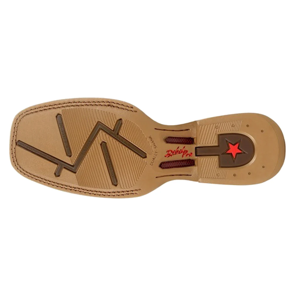 Rebel Pro Tobacco Full-Quill Ostrich Embroidered Pull On Square Toe Cowboy Boots - Image 5