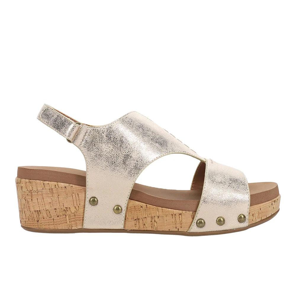 Refreshing Metallic Studded Wedge Sandals