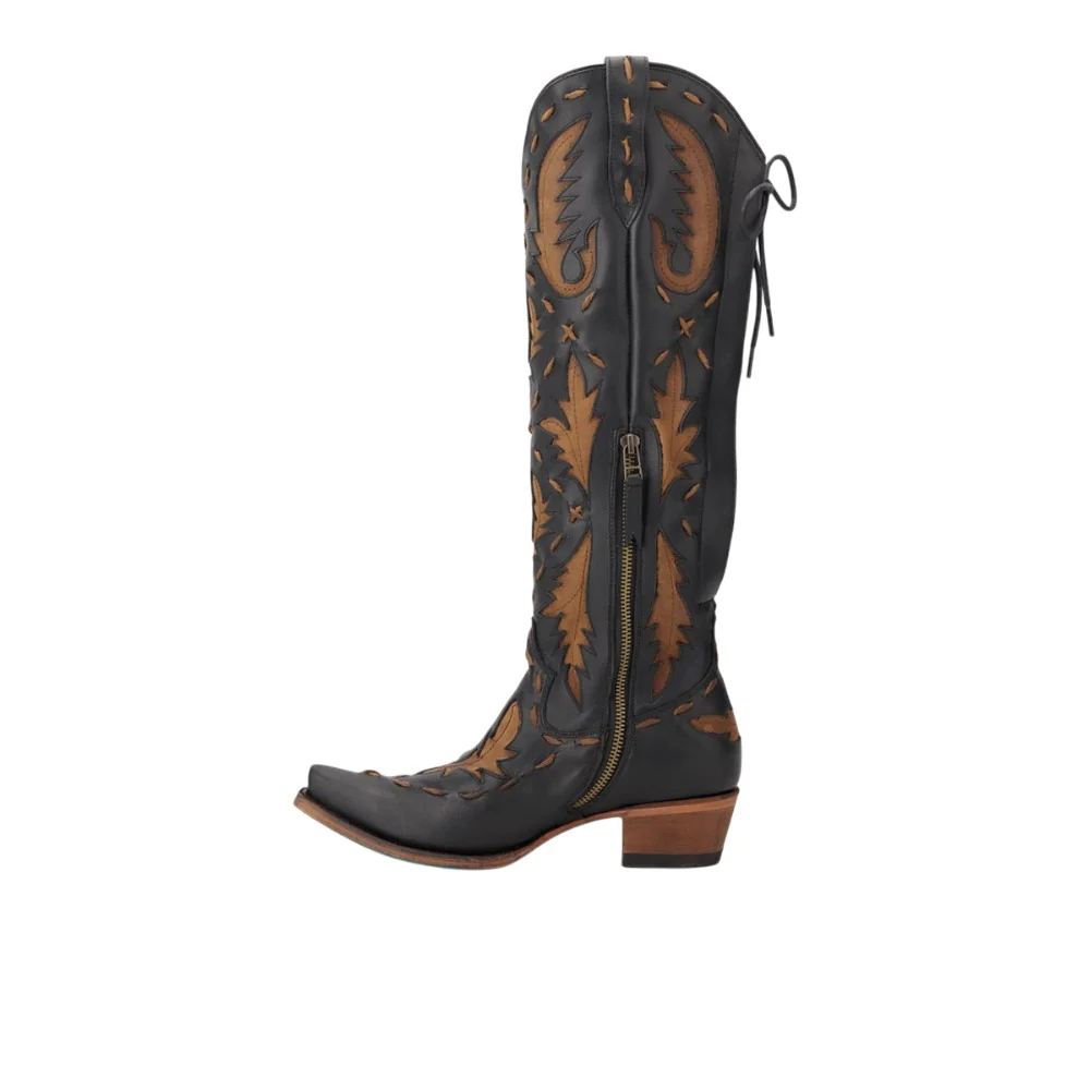 Reverie Knee High Corset Embroidered Tooled Inlay Snip Toe Cowboy Boot - Image 3