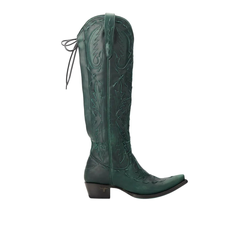 Reverie Knee High Corset Embroidered Tooled Inlay Snip Toe Cowboy Boot