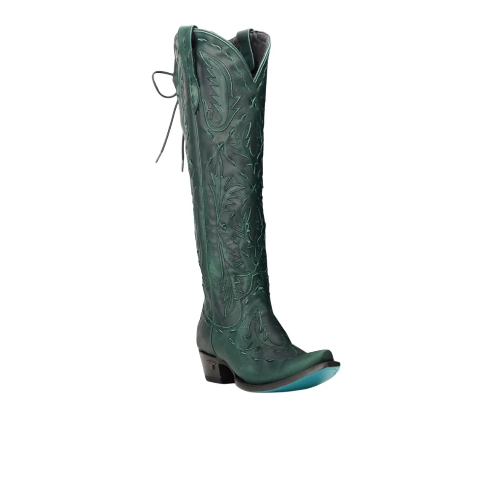 Reverie Knee High Corset Embroidered Tooled Inlay Snip Toe Cowboy Boot - Image 2